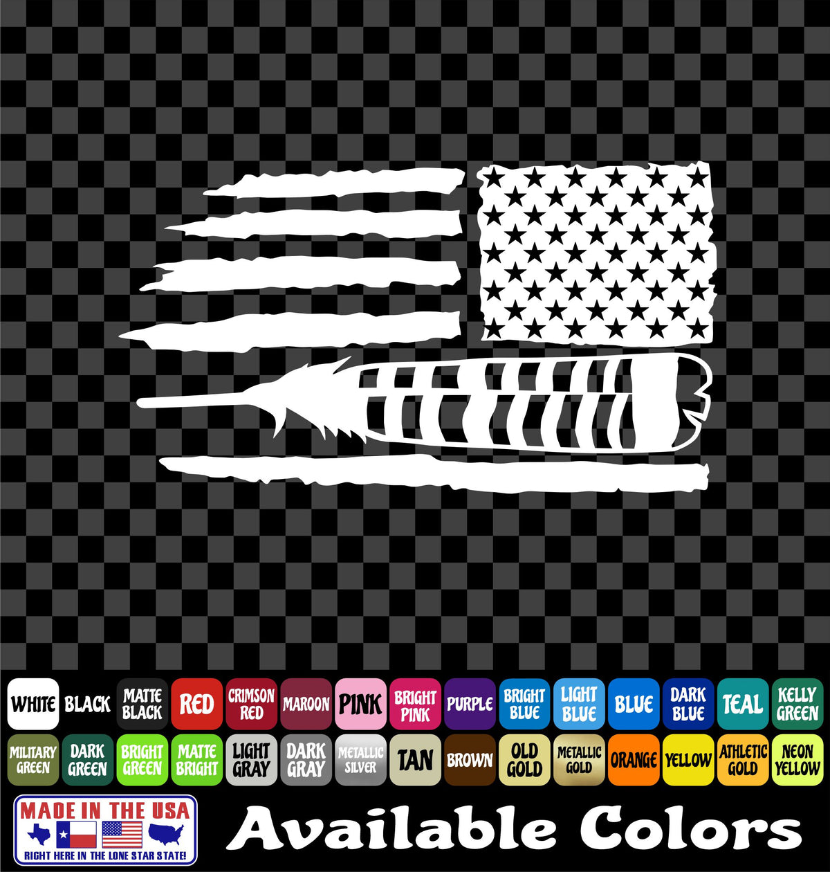 Turkey Feather Flag Sticker – Hunting Vinyl Decal