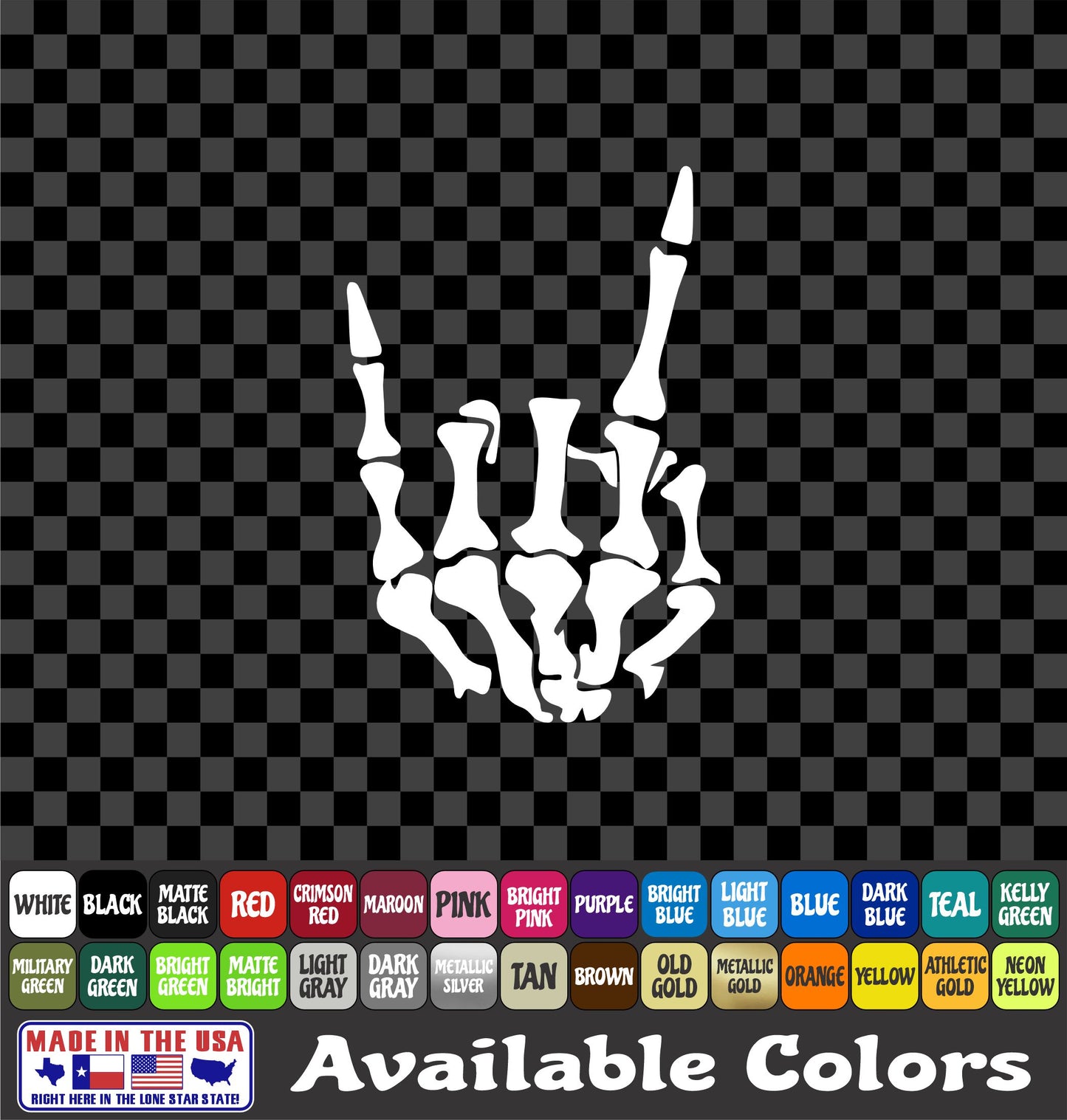 Skeleton Hand Metal Horns Sticker Rock and Roll Skull Decal