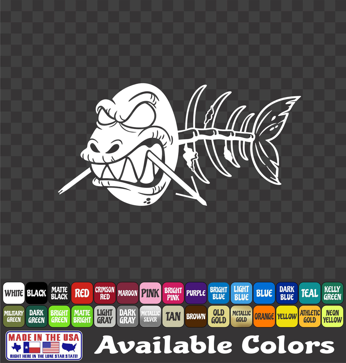 Zombie Bowfishing Skull Vinyl Decal – Skeleton Fish Sticker