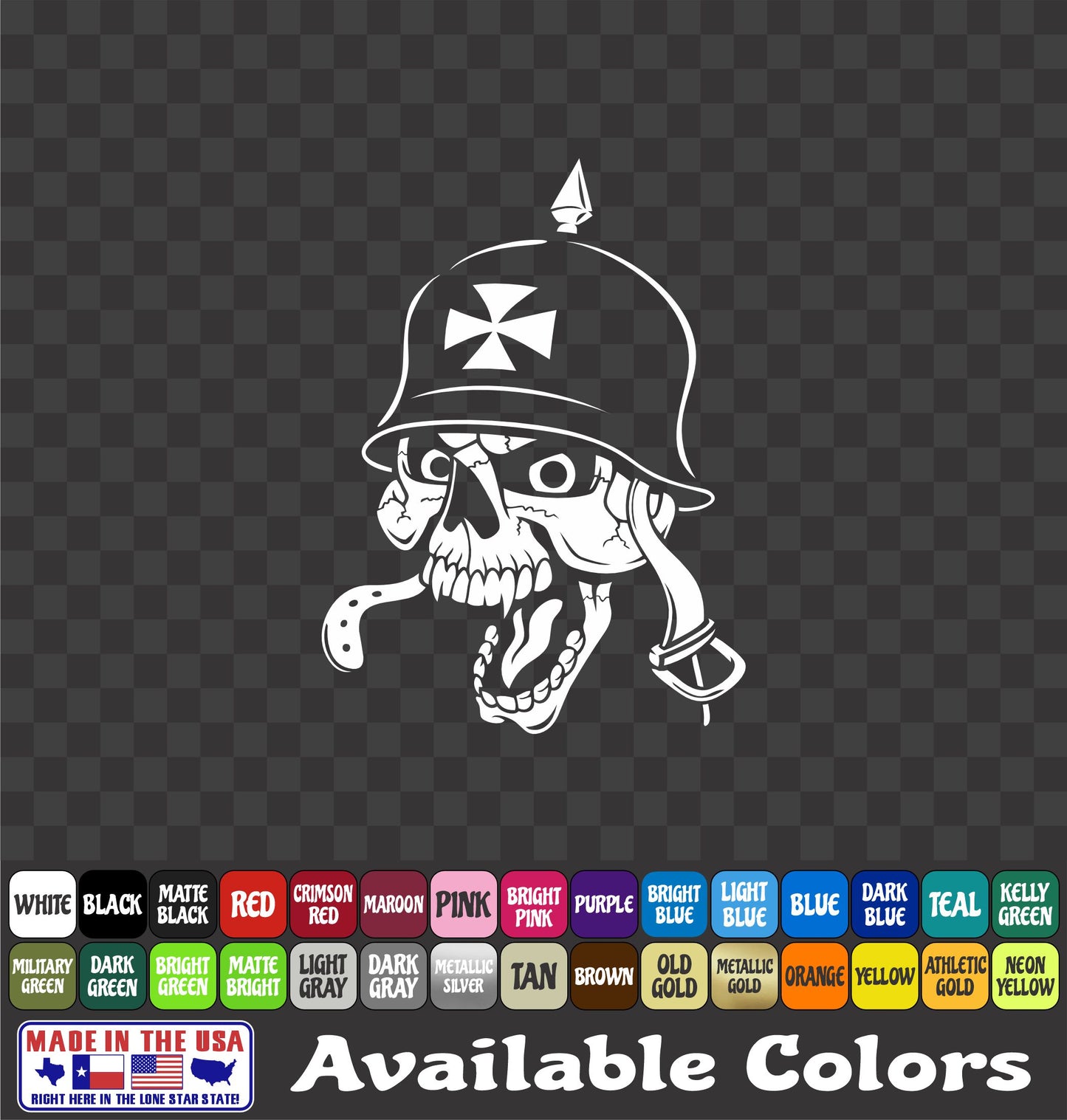 Laughing Skull Skeleton Iron Cross Helmet Vinyl Gas Tank Safe Decal