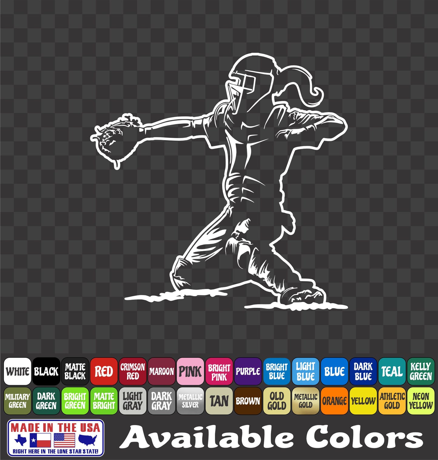 Baseball Softball Catcher Sticker Slugger Glove Vinyl Decal