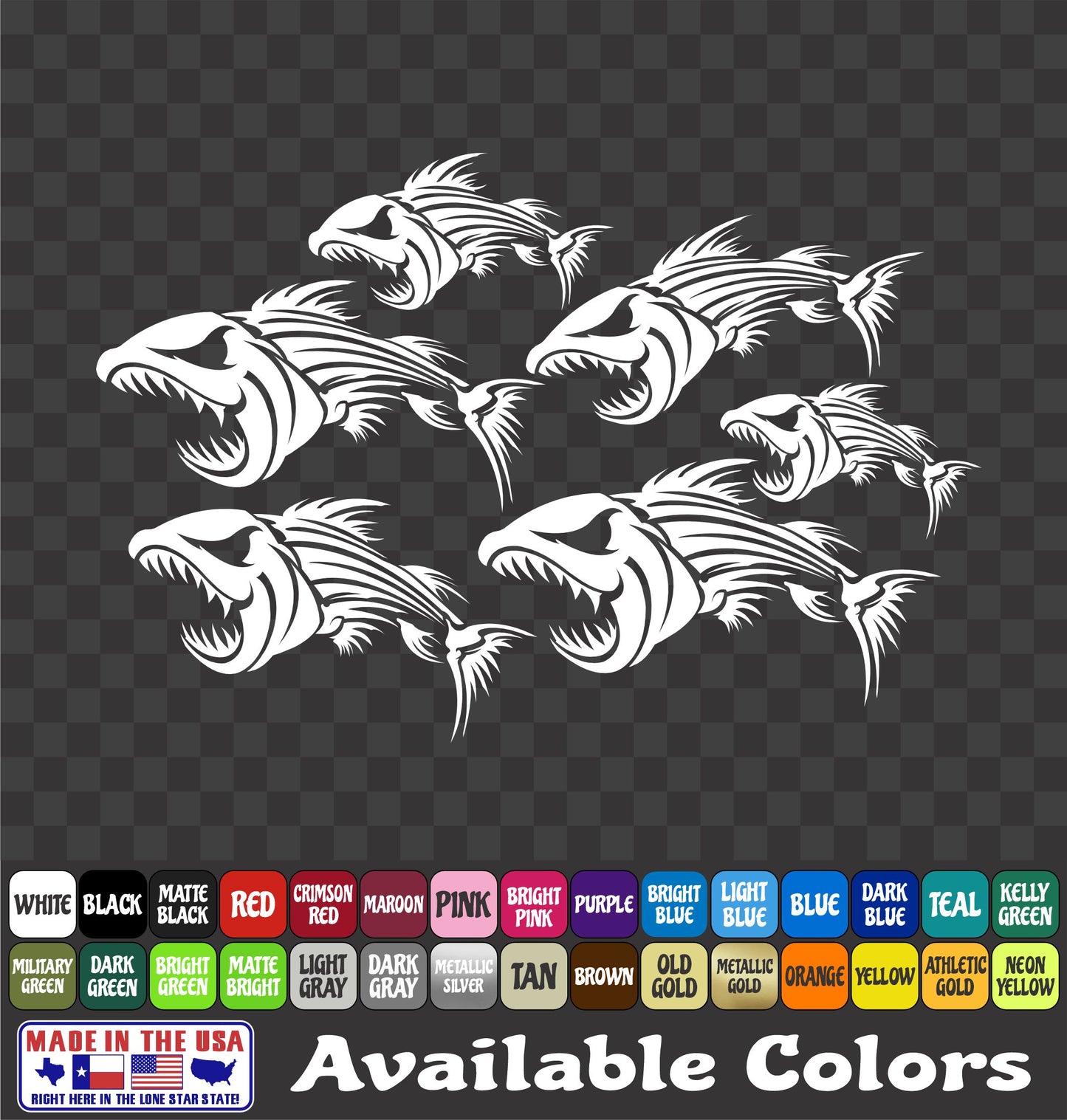 School of Fish Skeleton Vinyl Decal – Zombie Fishing Sticker
