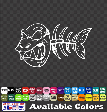 Zombie Fish Skeleton Vinyl Decal – Skull Bowfishing Sticker
