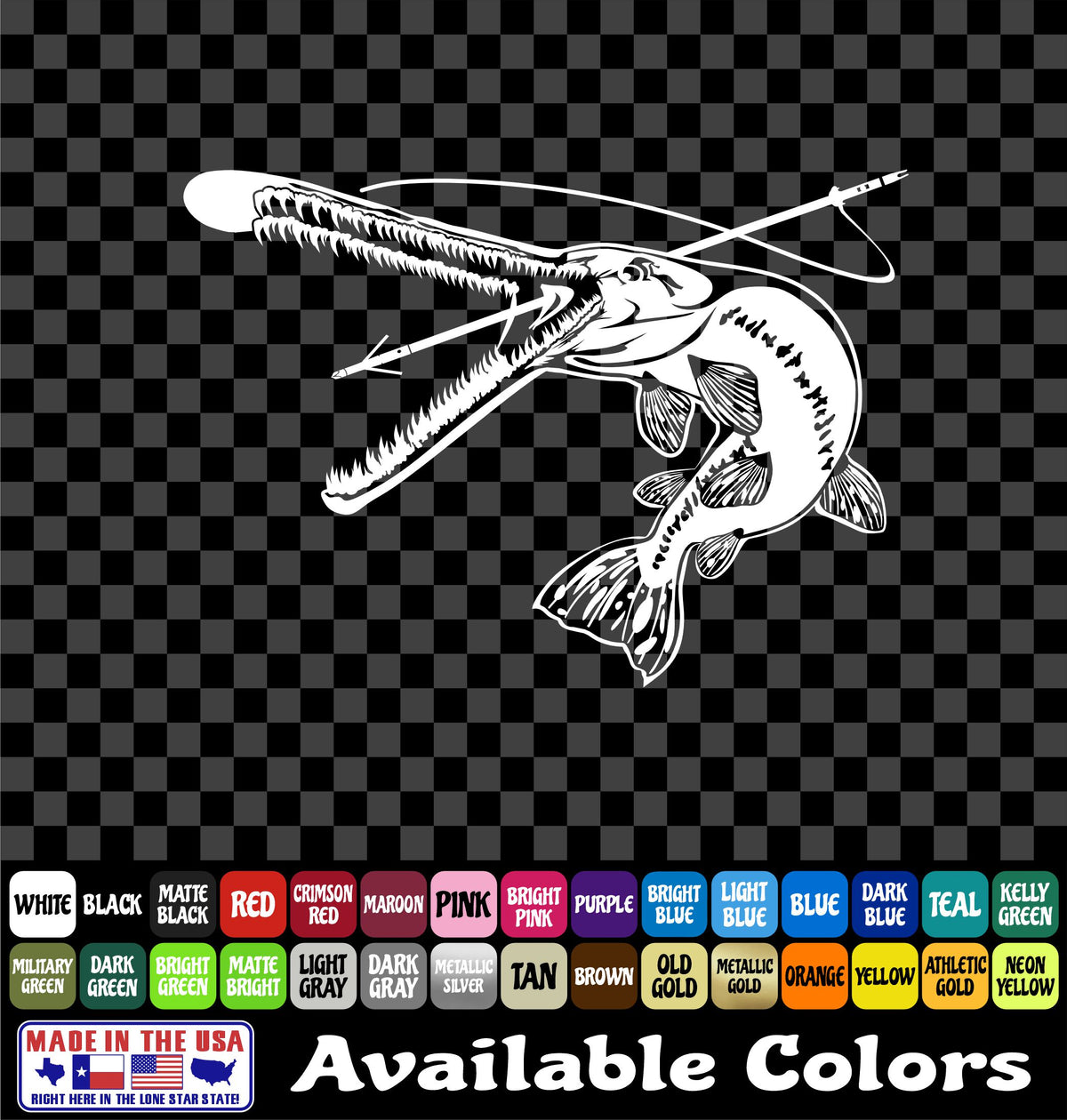 Longnose Gar Hunter Bowfishing Vinyl Decal – Arrow Fishing Sticker