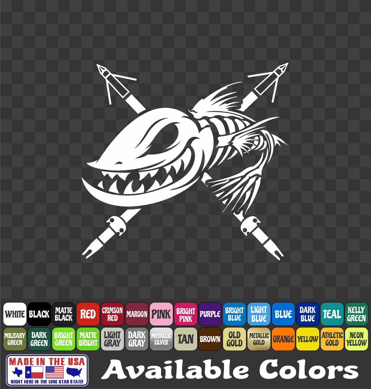 Angry Zombie Fish Skeleton Bowfishing Vinyl Decal