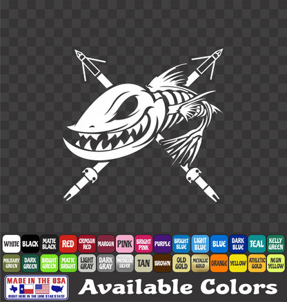 Angry Zombie Fish Skeleton Bowfishing Vinyl Decal