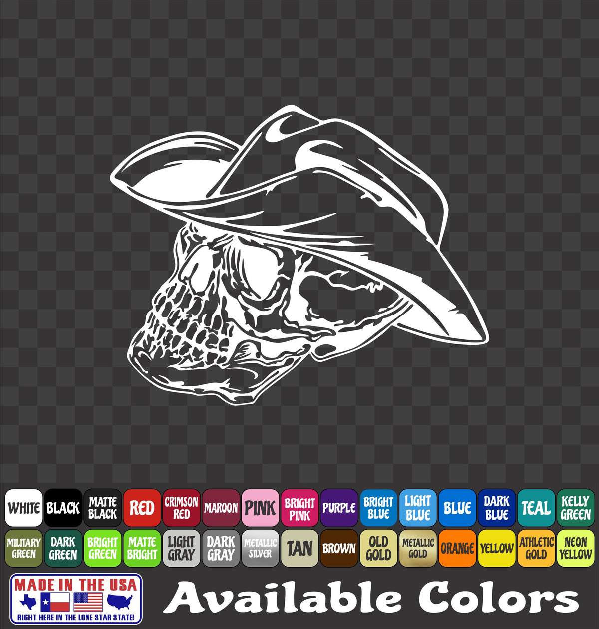 Cowboy Skull Sticker Skeleton Western Hat Vinyl Car Window Decal