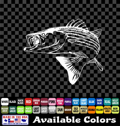 Jumping Striped Bass Fishing Vinyl Decal – Striper / Rockfish Sticker