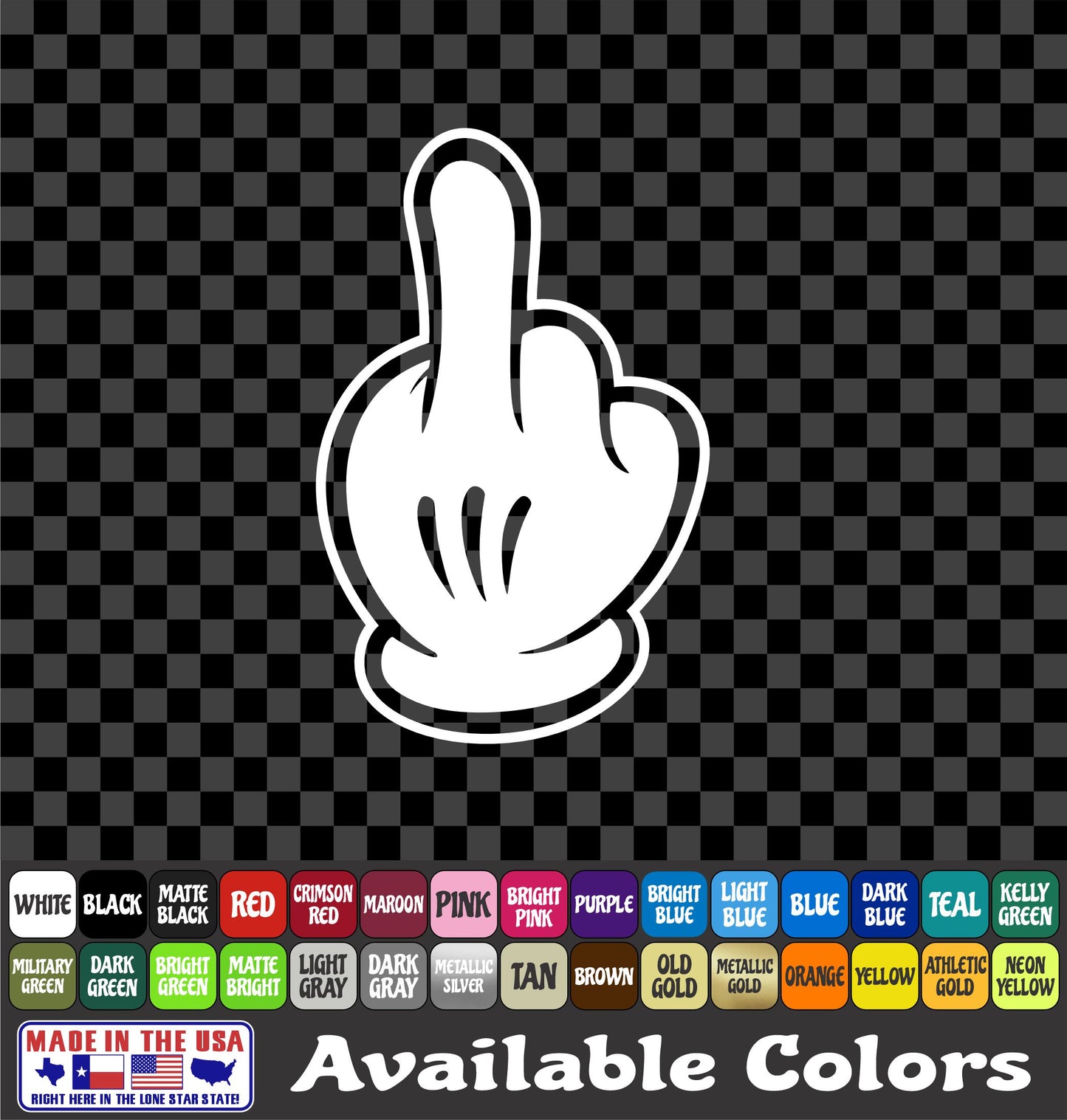 Cartoon Mouse Middle Finger Sticker Dope Hand Sign Fun Decal