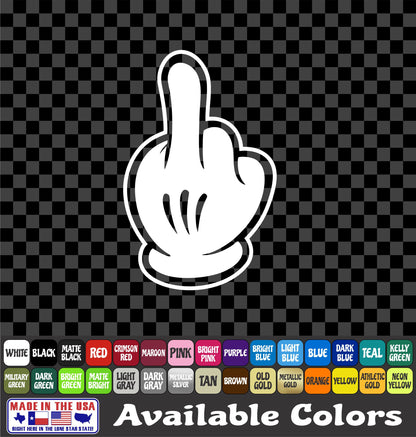 Cartoon Mouse Middle Finger Sticker Dope Hand Sign Fun Decal