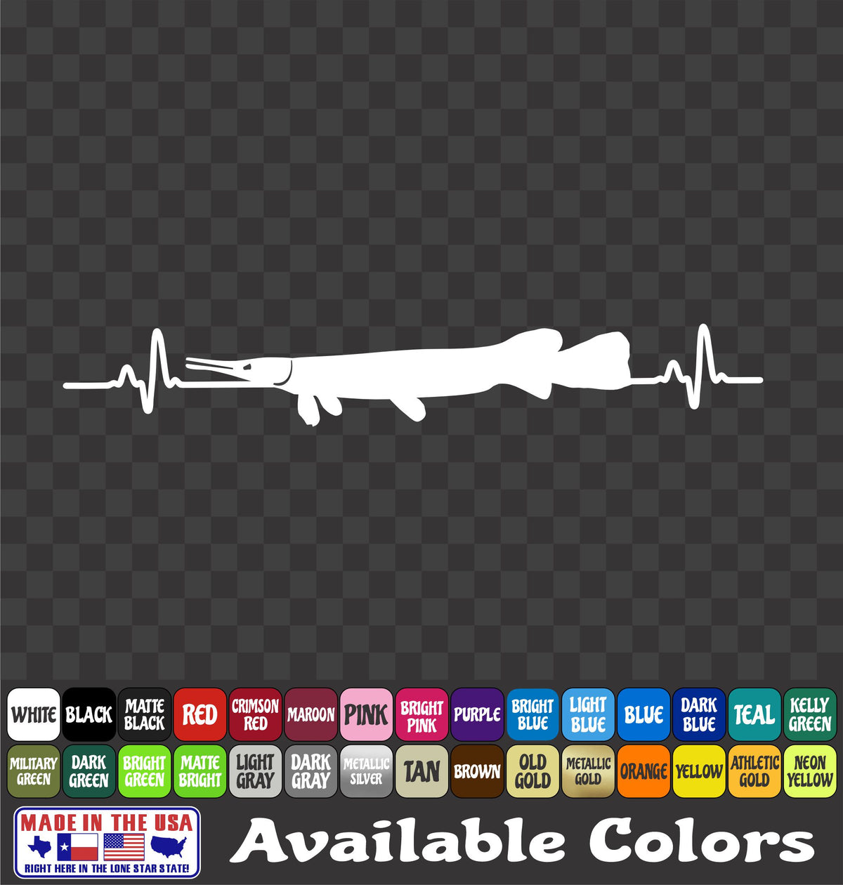 Gar Heartbeat Bowfishing Vinyl Decal – Alligator & Longnose Gar