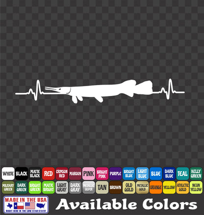 Gar Heartbeat Bowfishing Vinyl Decal – Alligator & Longnose Gar