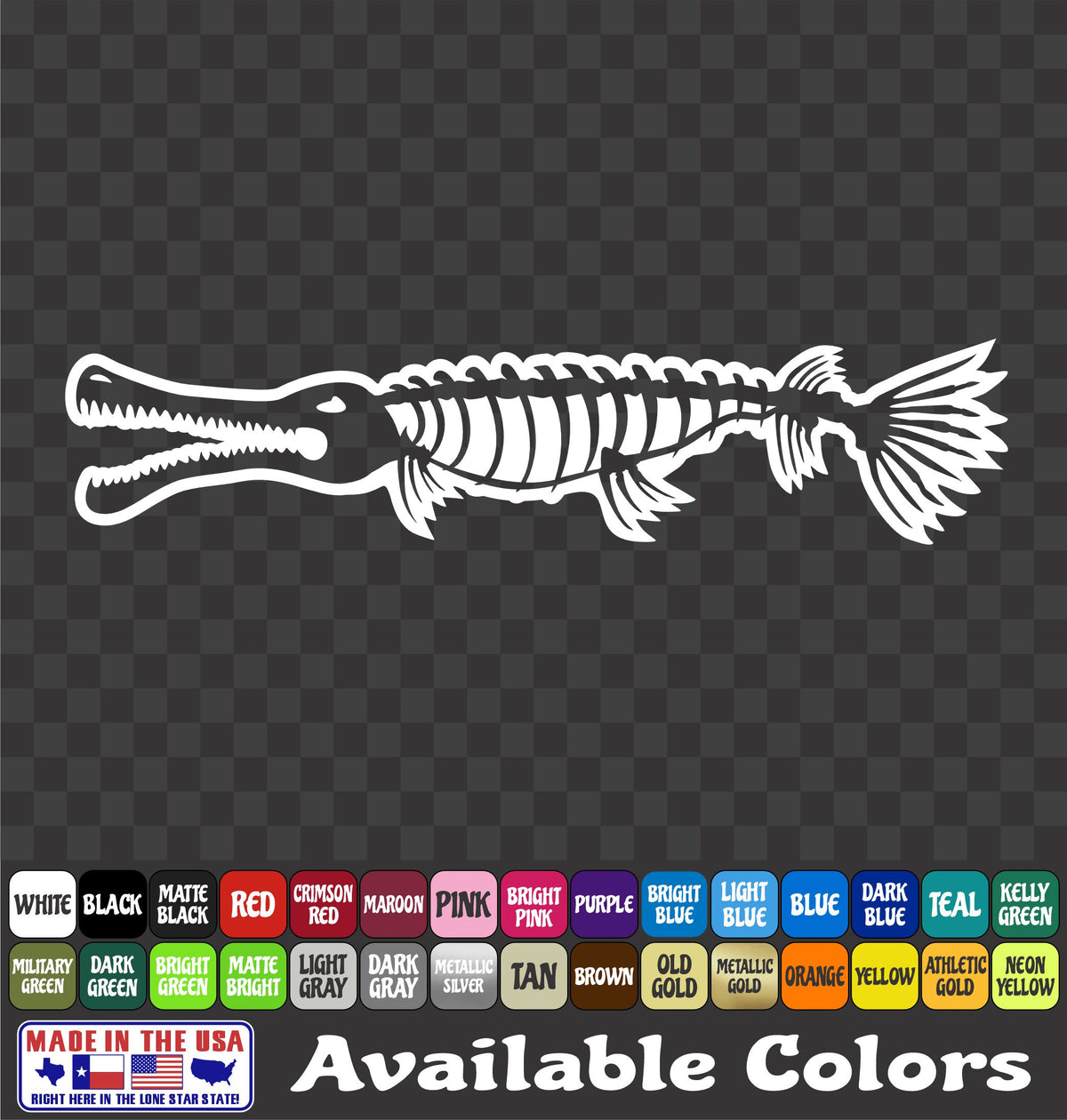 Alligator Gar Skeleton Outline Bowfishing Vinyl Decal – Hunter Design