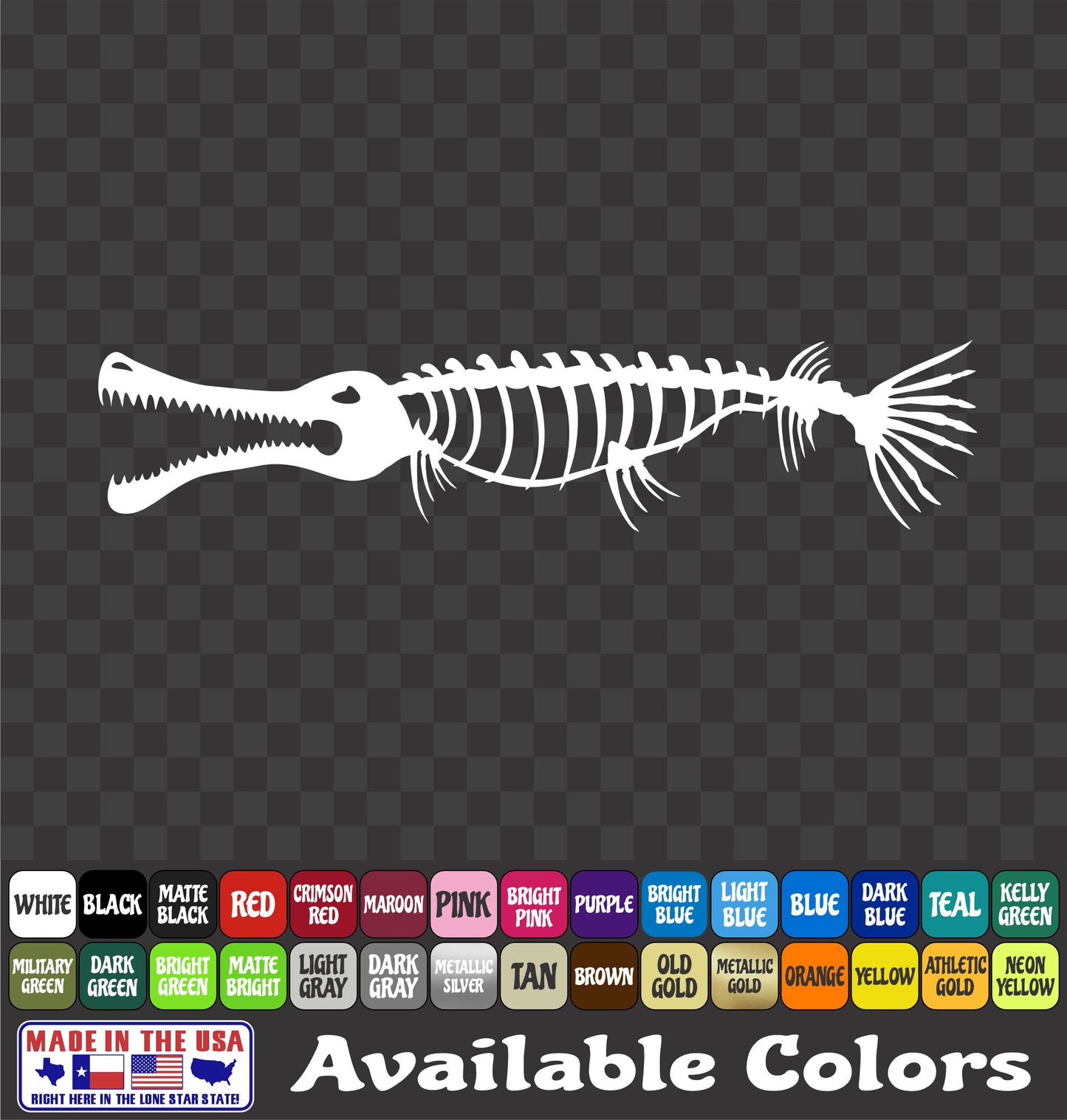 Alligator Gar Skeleton Bowfishing Vinyl Decal – Skull & Arrows