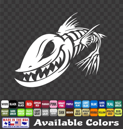 Angry Zombie Fish Skeleton Vinyl Decal – Fishing Skull Sticker