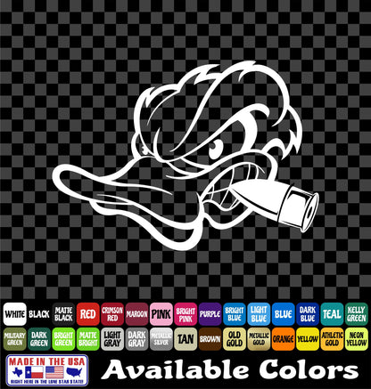 Angry Duck Head Hunting Decal – Shotgun Shell Waterfowl Bird Vinyl Sticker