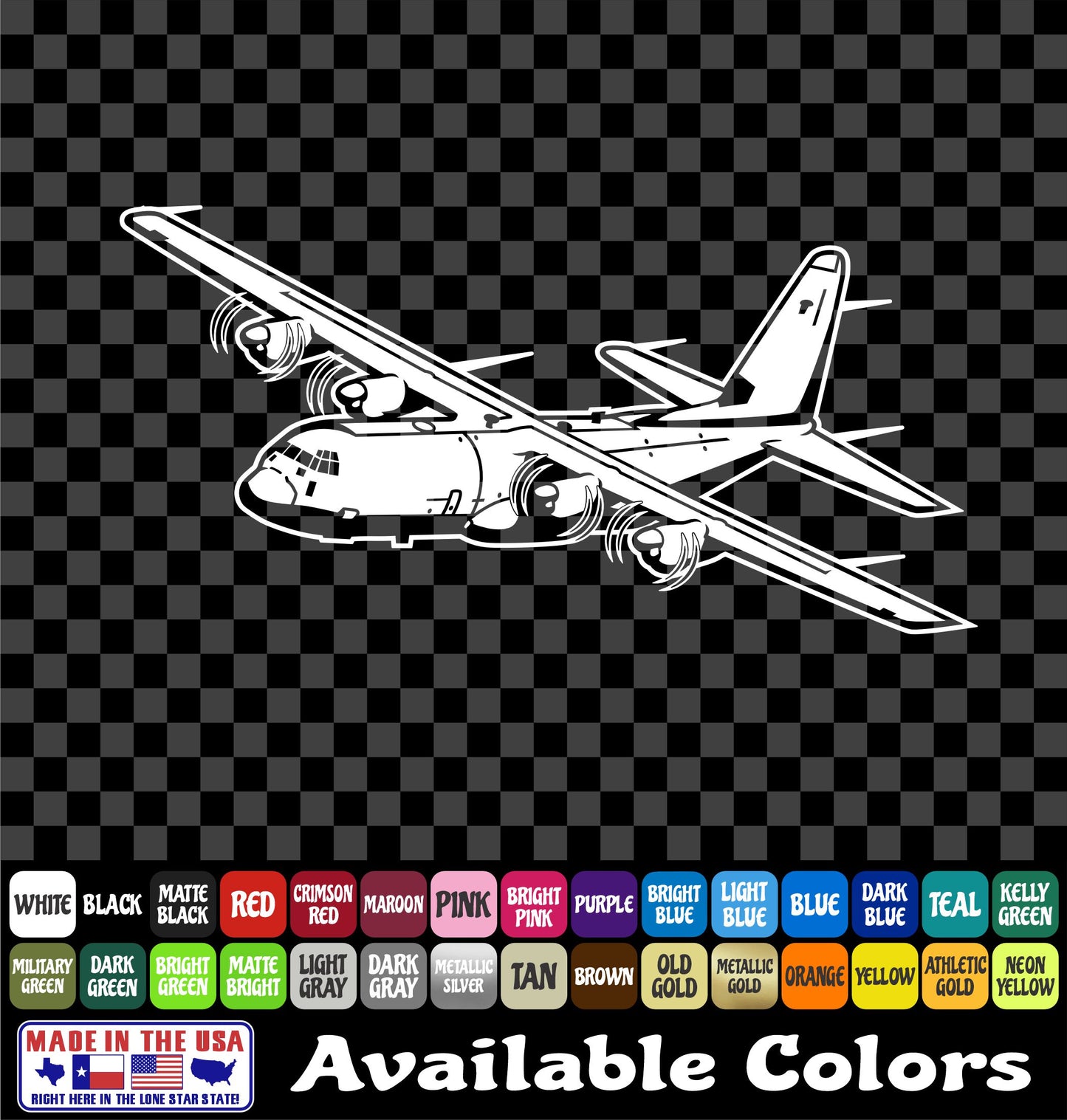 C-130 Airplane Sticker – Air Force Hercules Cargo Plane Military Vinyl Decal