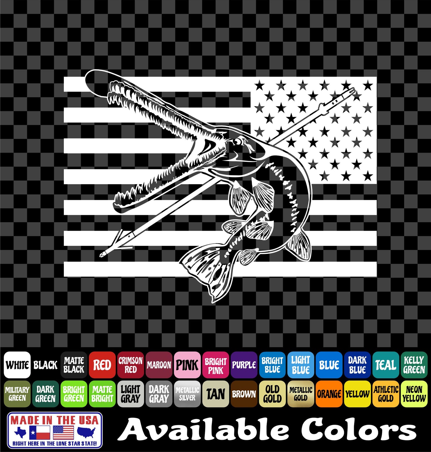 American Flag Longnose Gar Bowfishing Vinyl Decal – Arrow & Bones
