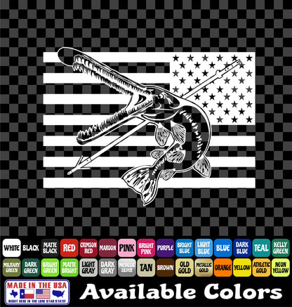 American Flag Longnose Gar Bowfishing Vinyl Decal – Arrow & Bones