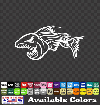 Angry Striper Fish Skeleton Vinyl Decal