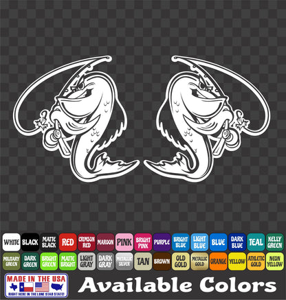 Funny Catfish with Pole Vinyl Sticker