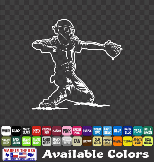 Baseball Softball Catcher Sticker Slugger Glove Vinyl Decal