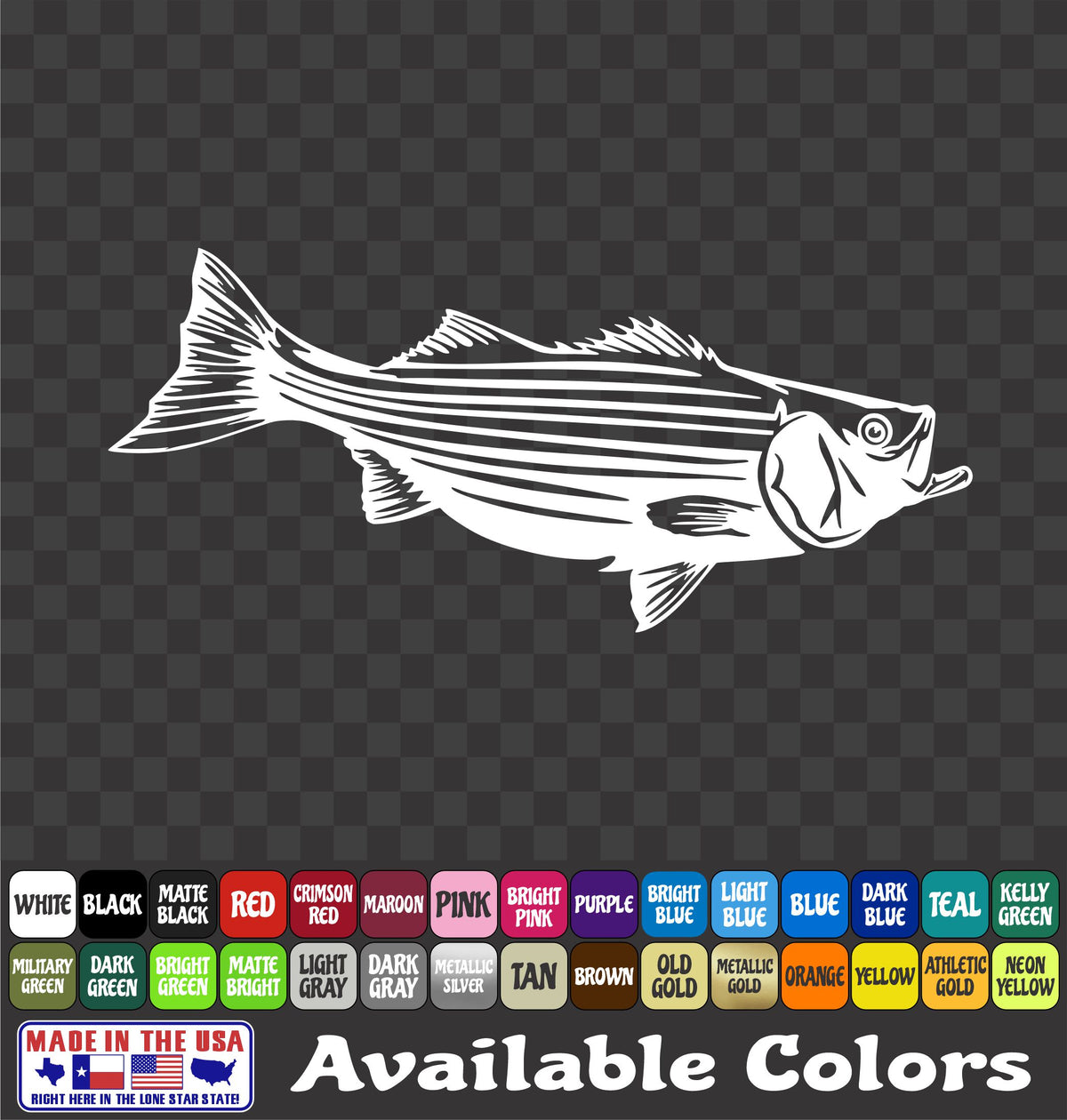 Striped Bass Fishing Vinyl Decal – Striper / Rockfish Sticker