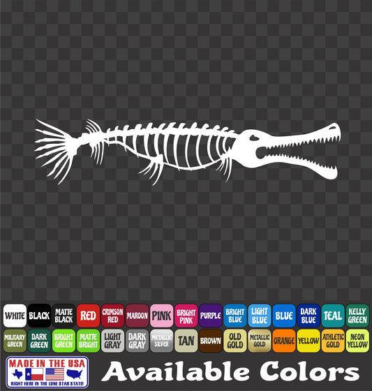 Alligator Gar Skeleton Bowfishing Vinyl Decal – Skull & Arrows