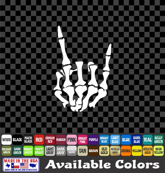 Skeleton Hand Metal Horns Sticker Rock and Roll Skull Decal