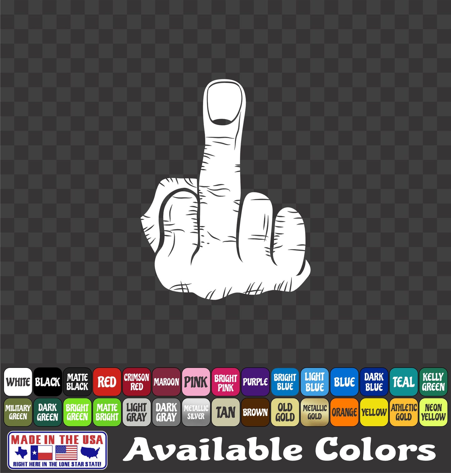 Middle Finger Decal Sticker Flip Off Funny Hand Salute Vinyl Decal