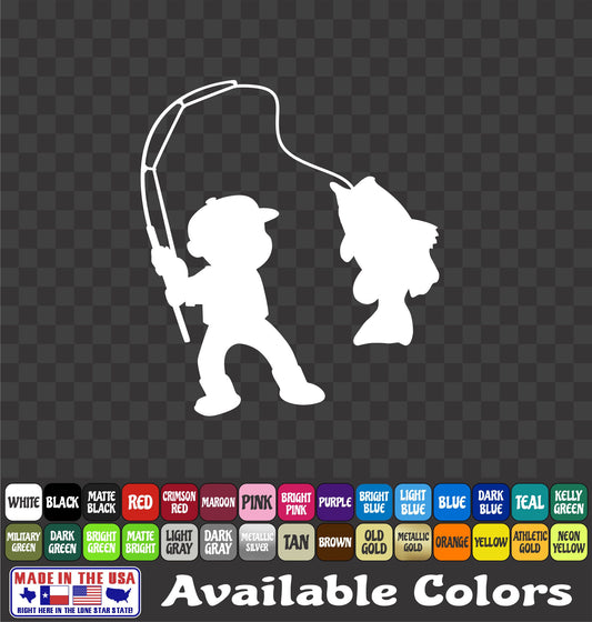 Kid Bass Fisherman Vinyl Decal – Fishing Sticker