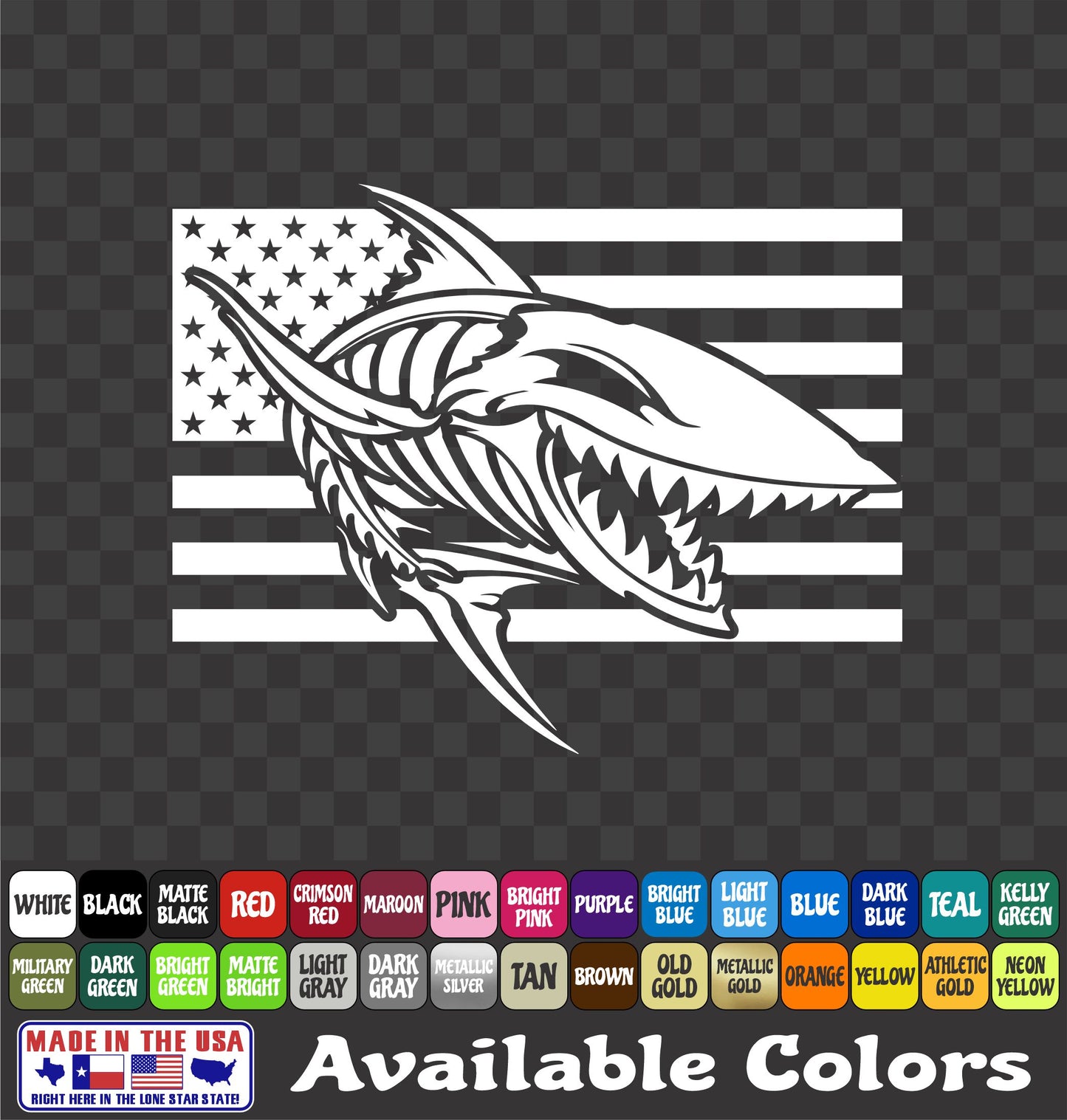 American Flag Shark Skeleton Vinyl Decal – Angry Fish Bones