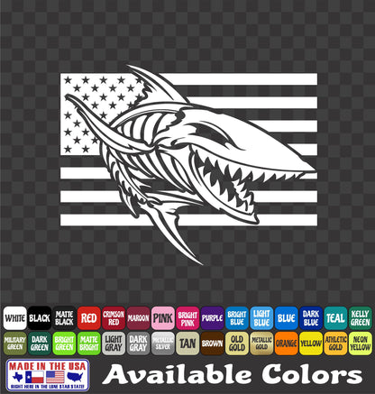 American Flag Shark Skeleton Vinyl Decal – Angry Fish Bones