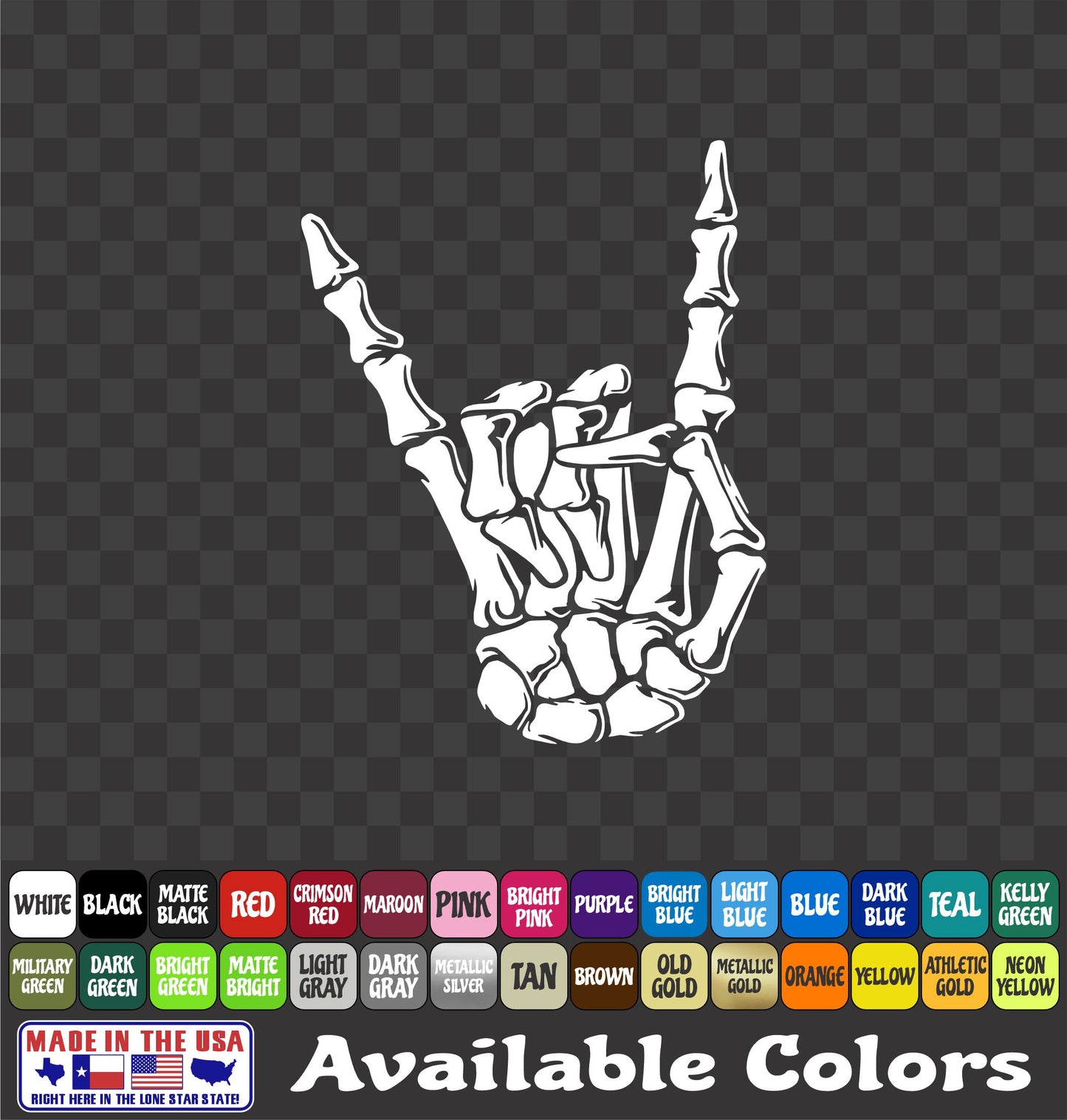 Skeleton Hand Metal Horns Sticker Rock and Roll Skull Decal