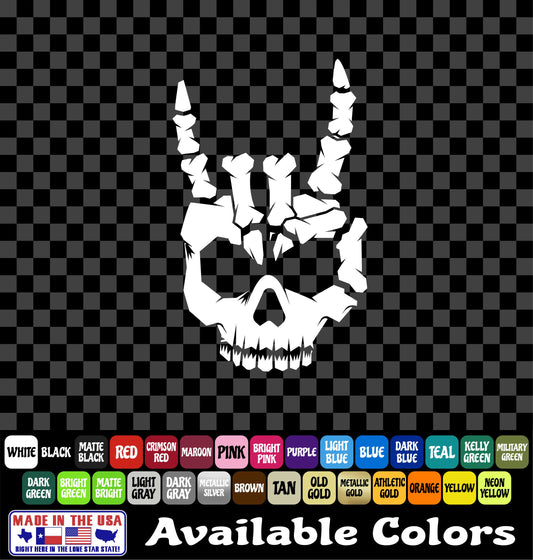 Metal Horns Sticker Skeleton Hand Rock and Roll Heavy Metal Skull Decal