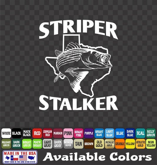 Texas Striped Bass “Striper Stalker” Vinyl Decal – Fishing Sticker