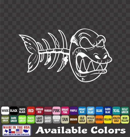 Zombie Fish Skeleton Vinyl Decal – Skull Bowfishing Sticker