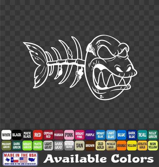 Zombie Fish Skeleton Vinyl Decal – Skull Bowfishing Sticker