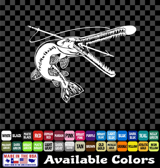 Longnose Gar Hunter Bowfishing Vinyl Decal – Arrow Fishing Sticker