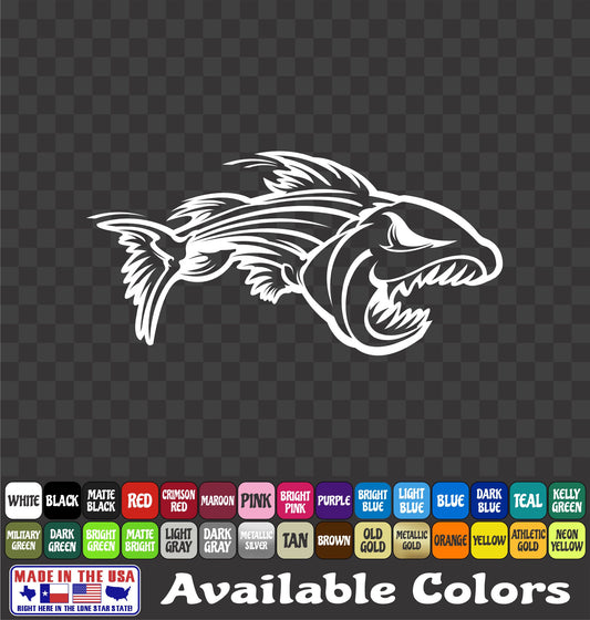 Angry Striper Fish Skeleton Vinyl Decal