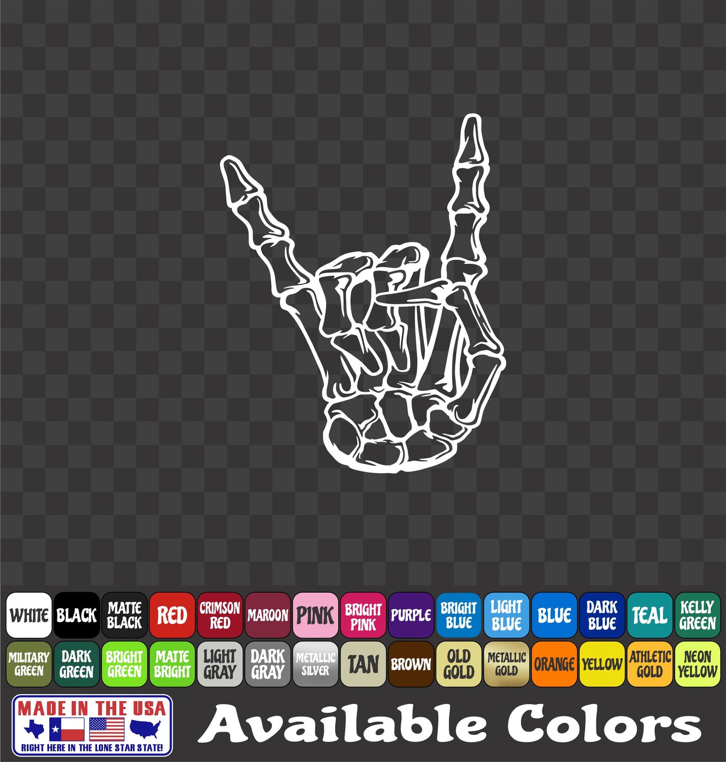 Skeleton Hand Metal Horns Sticker Rock and Roll Skull Decal
