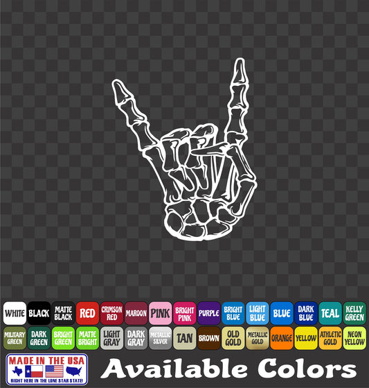 Skeleton Hand Metal Horns Sticker Rock and Roll Skull Decal