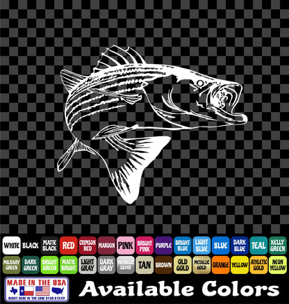 Jumping Striped Bass Fishing Vinyl Decal – Striper / Rockfish Sticker