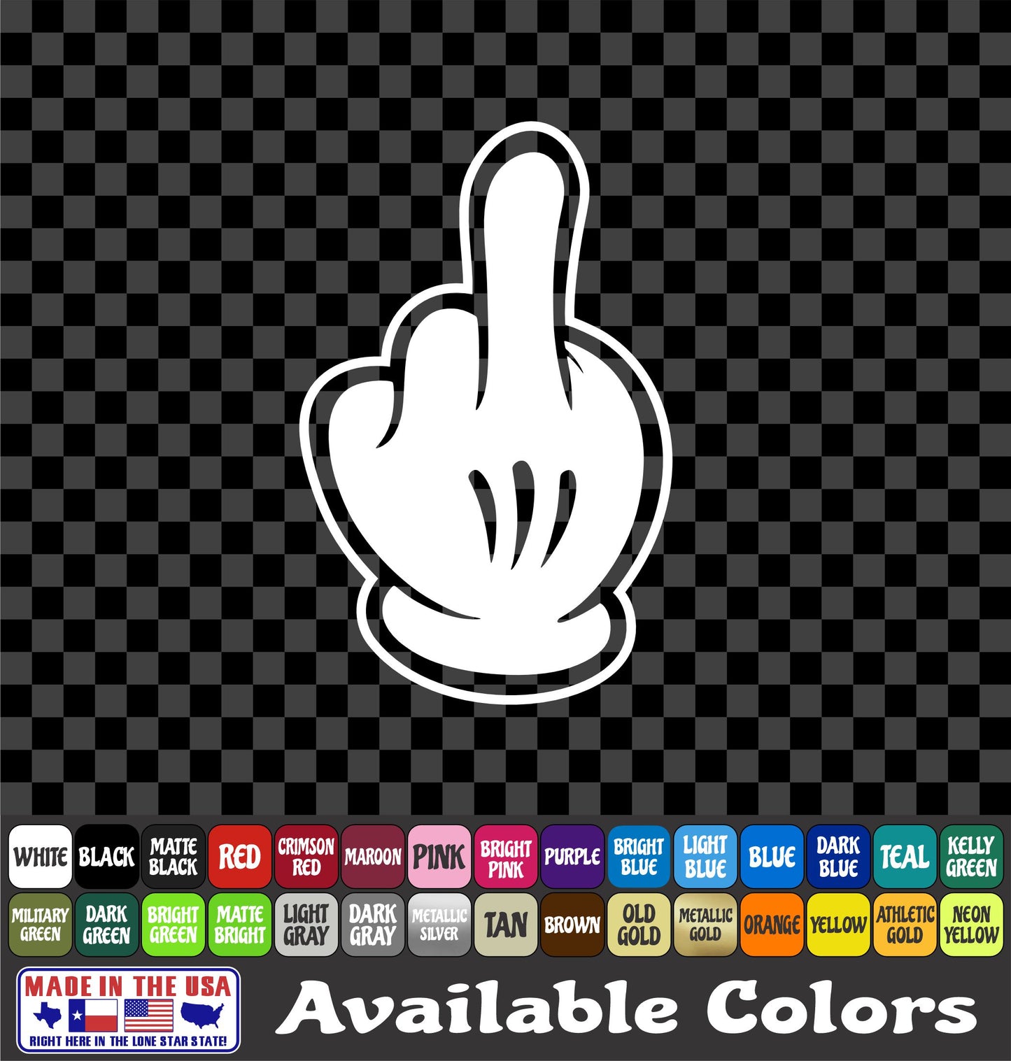 Cartoon Mouse Middle Finger Sticker Dope Hand Sign Fun Decal