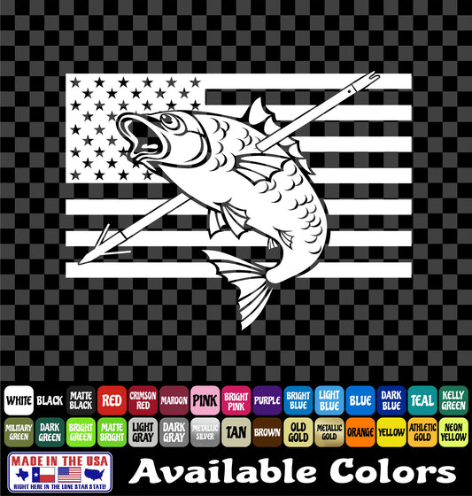 American Flag Bowfishing Vinyl Decal – Carp & Gar Fishing Sticker