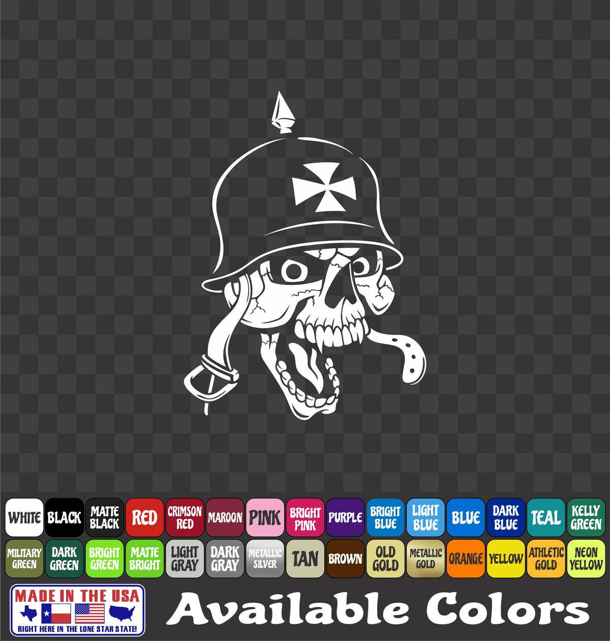 Laughing Skull Skeleton Iron Cross Helmet Vinyl Gas Tank Safe Decal