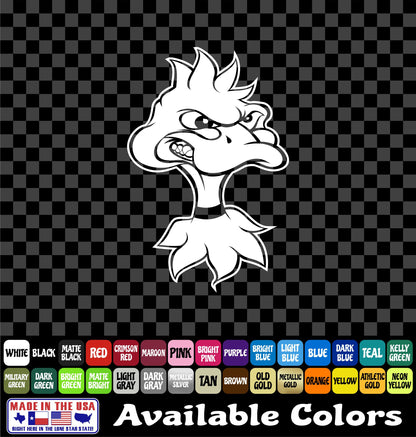 Angry Duck Head Sticker Mascot Waterfowl Hunting Fun Vinyl Decal