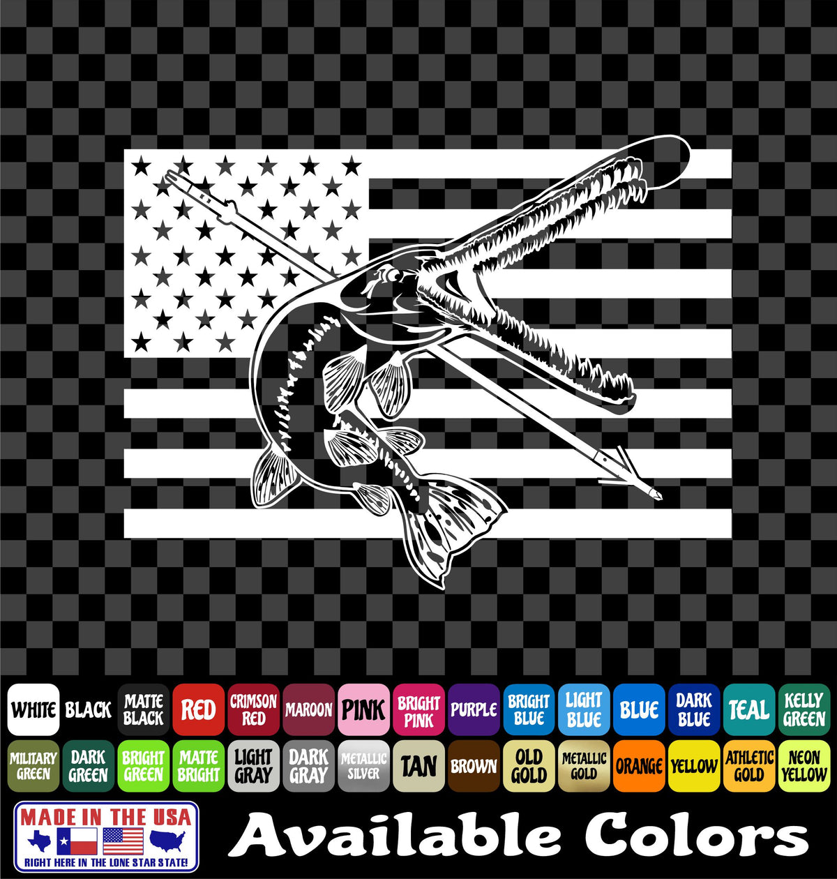 American Flag Longnose Gar Bowfishing Vinyl Decal – Arrow & Bones