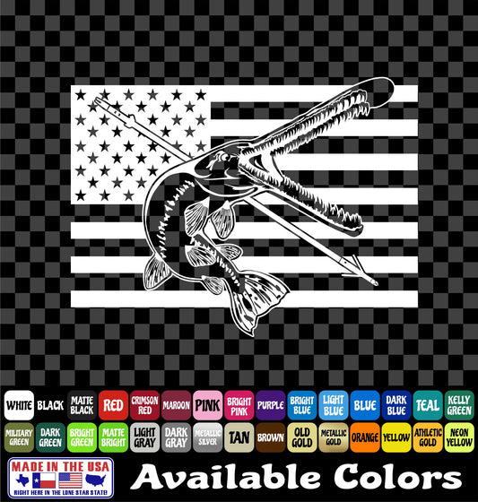 American Flag Longnose Gar Bowfishing Vinyl Decal – Arrow & Bones
