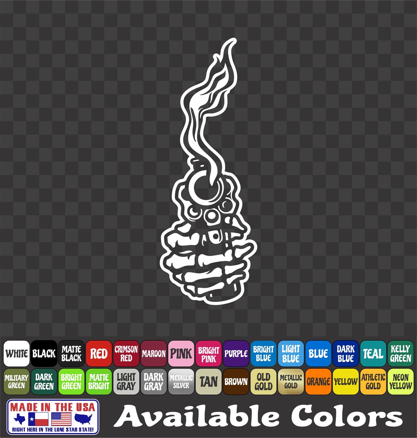 Skeleton Hands Smoking Guns Sticker Rock and Roll Skull Vinyl Window Decal